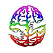 Rainbow colored brain with arms wrapped around it
