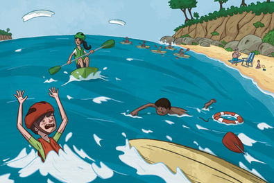 kayak, scary, sea, mar, playa, socorrista, ahogar