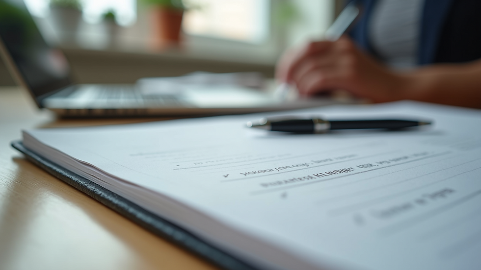 Close-up view of a notebook and pen on a therapy desk