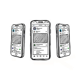 An image of three mobile phones in a row