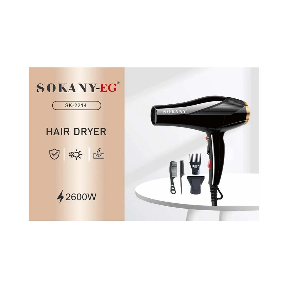 Miniatura: Secador de Cabelo Profissional Sokany 2600W 4 em 1 SK-2214 Preto