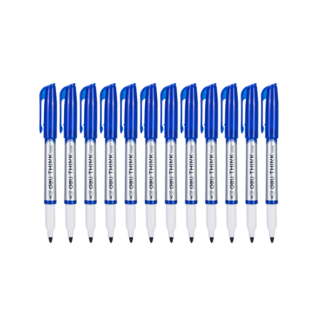 Marcador Azul Para Quadro Branco Deli EU00630 Caixa 12 Unidades