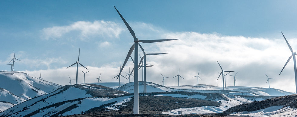All wind turbines side by side producing pure electricity without destroying our beloved planet Eart