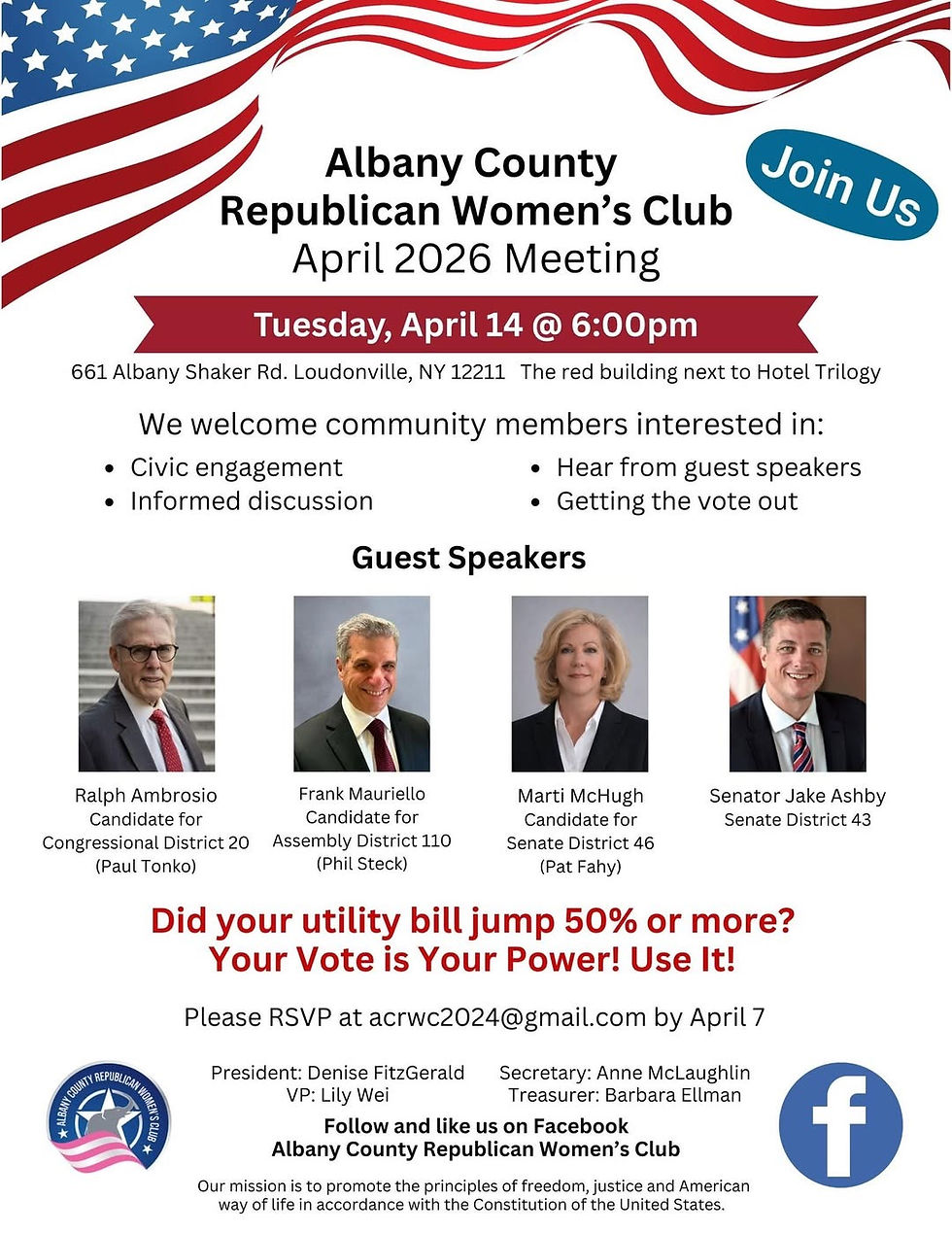 Albany County Republican Women's Club April 2026 Meeting 