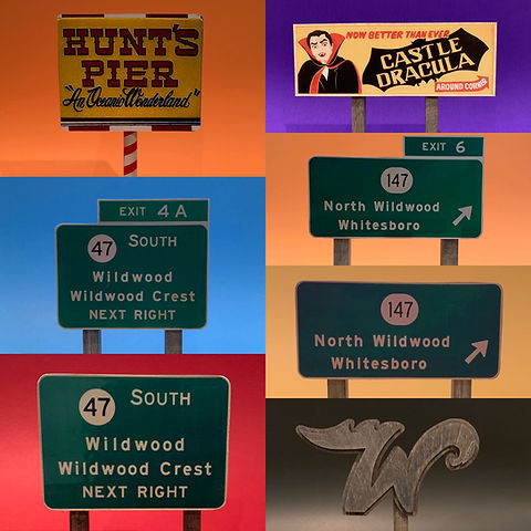 Hunts pier Wildwood Crest Desktop Wood Miniature Exit Road signs