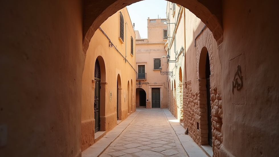 Vue au niveau des yeux d’une ruelle ancienne de la médina de Fès