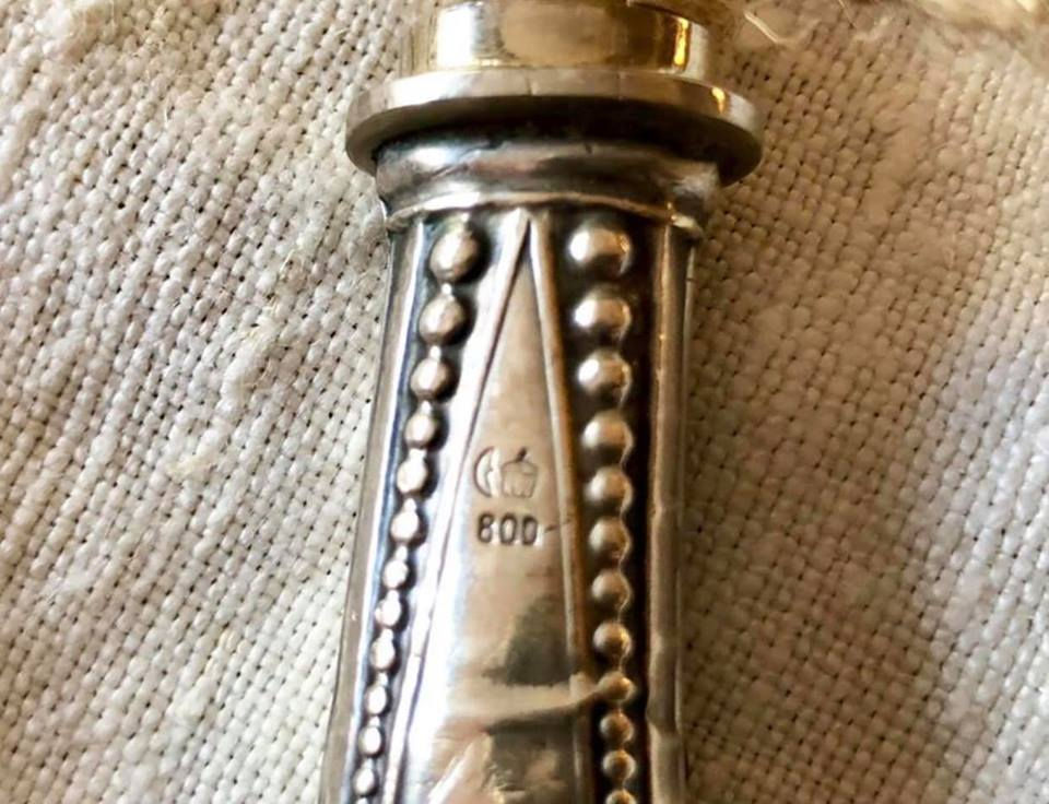 Miniatura: Conjunto de sete talheres, cabo em prata alemã de 1888