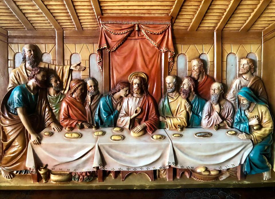 Miniatura: Ultima ceia marfinite pintada em relevo