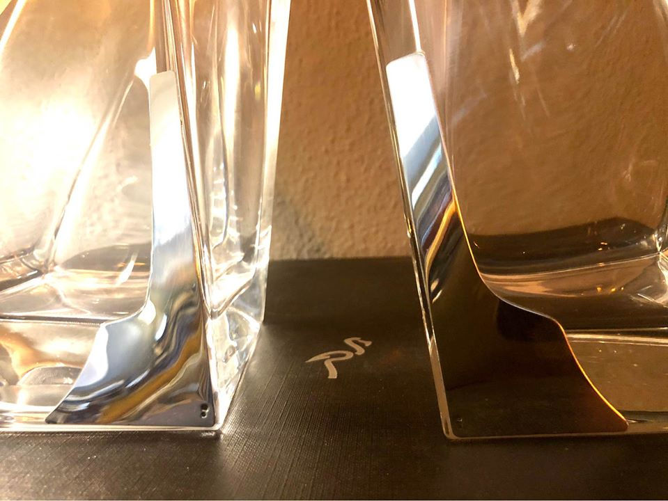 Miniatura: Garrafas gémeas em cristal Bohemia e aplicação em prata portuguesa. TEXTO PT/ES