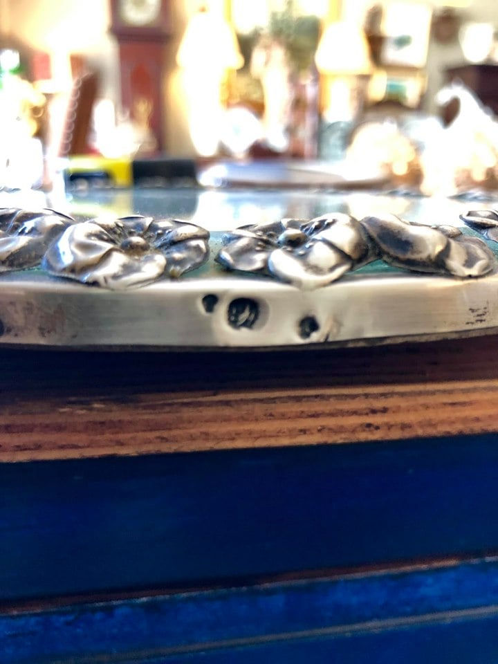 Miniatura: Antigo espelho com aro em prata, punção águia