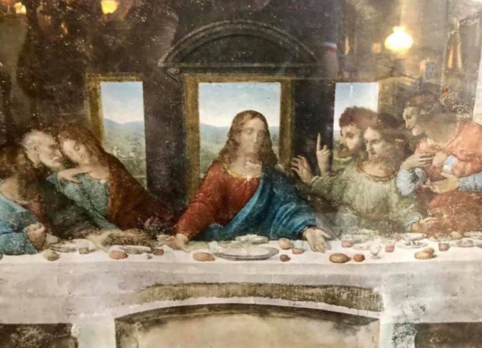 Miniatura: Estampa da ceia de Cristo com selo branco Milão