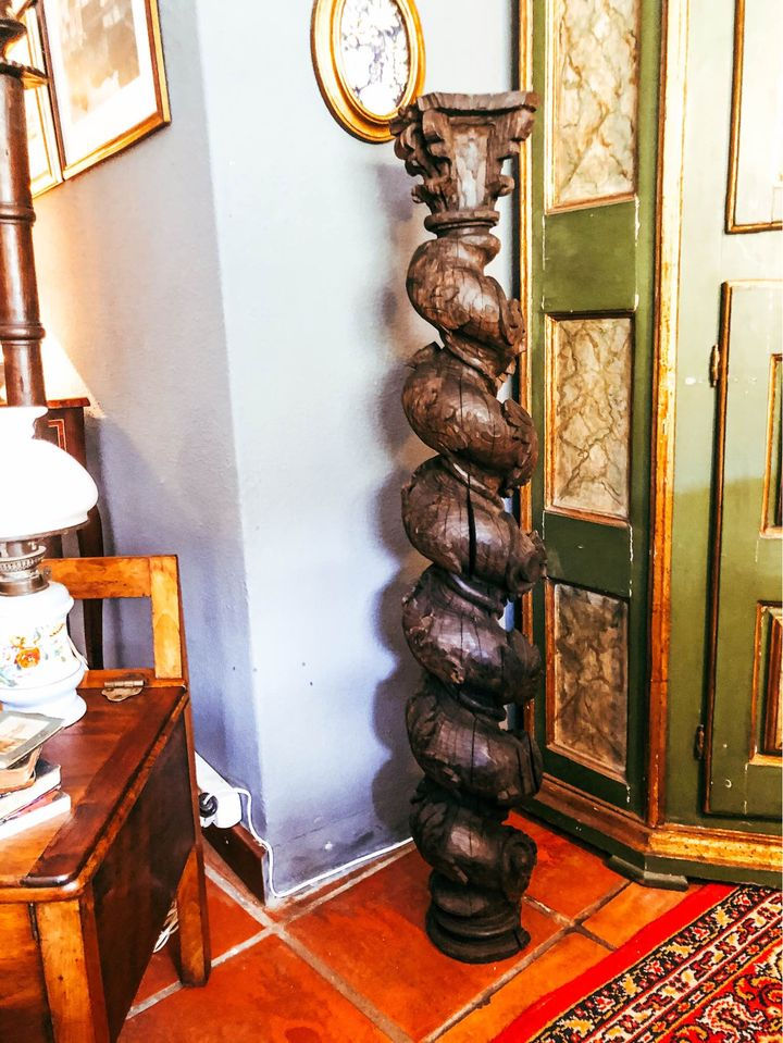 Miniatura: Coluna espiralada barroca séc. XVIII. Texto em PT/ES