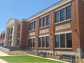 Brick and cast stone government building, masonry by MidTex Masonry