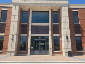 Government building front entrance, masonry by MidTex Masonry