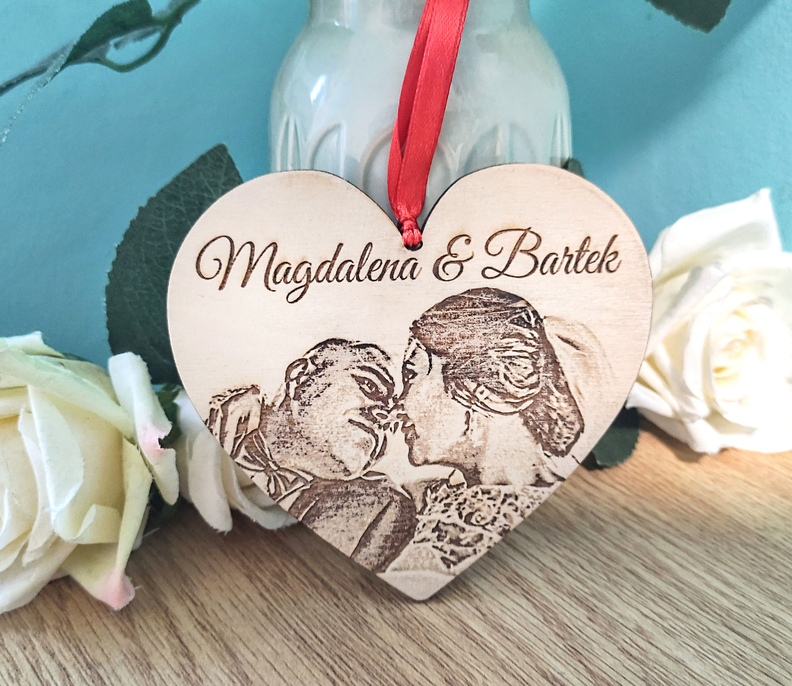 Personalised Wooden Engraved Photo Heart Love Valentine's Day Gift Wedding