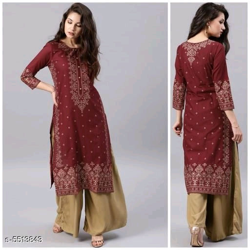 Thumbnail: Catalog Name:*Women's Printed Rayon Kurta Sets*
Kurta Fabric: Rayon
Bottomwear F