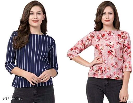 Thumbnail: Catalog Name:*Comfy Graceful Women Tops & Tunics*
Fabric: Crepe
Sizes:
S, M, L, 
