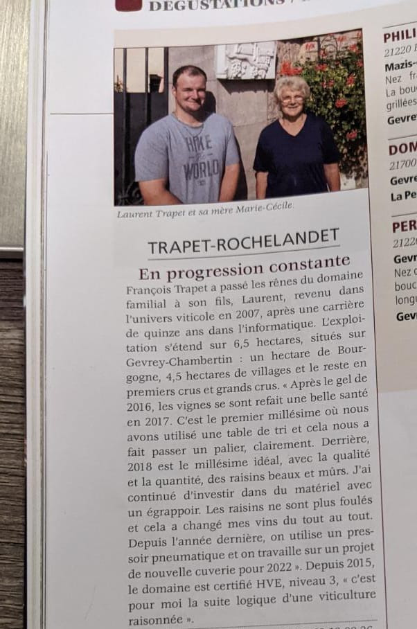 Recensione produttore borgogna vino gevrey chambertin bourgogne aujourd'hui trapet rochelandet