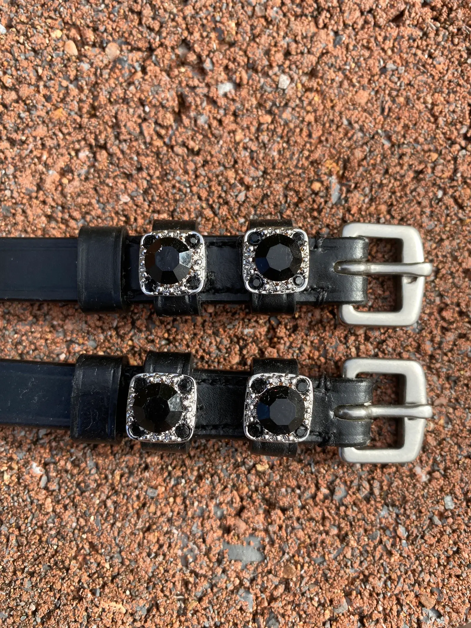 Black Austrian Crystal Spur Straps