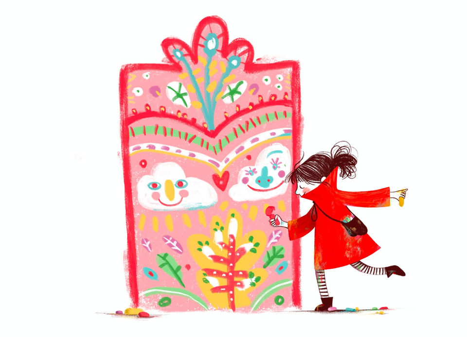 From "Emily Saw a Door" (Hebrew) by Mel Rosenberg, illustrations by Orit Magia Schwalb, Tal-May Publishing, 2023, Tel Aviv