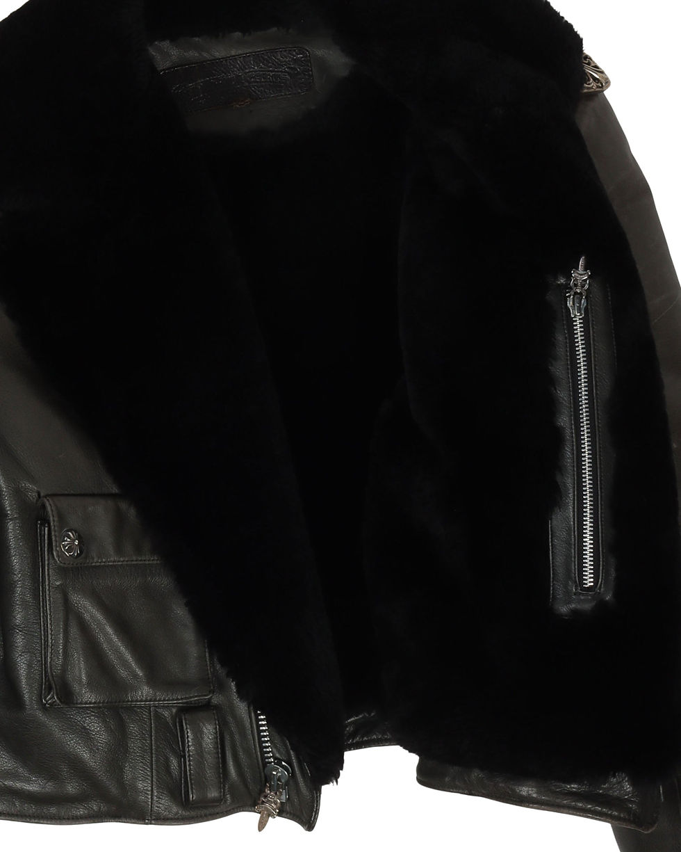 Thumbnail: CHROME HEARTS CROPPED MILITARY LEATHER PERFECTO JACKET