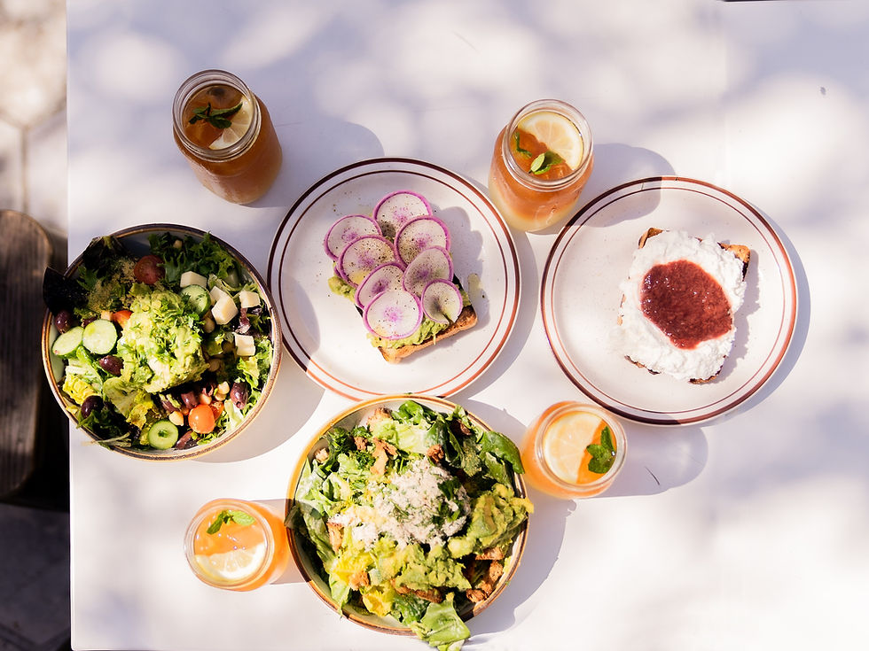 Thumbnail: Lunch at lodge bread, plates on the table with different dishes
