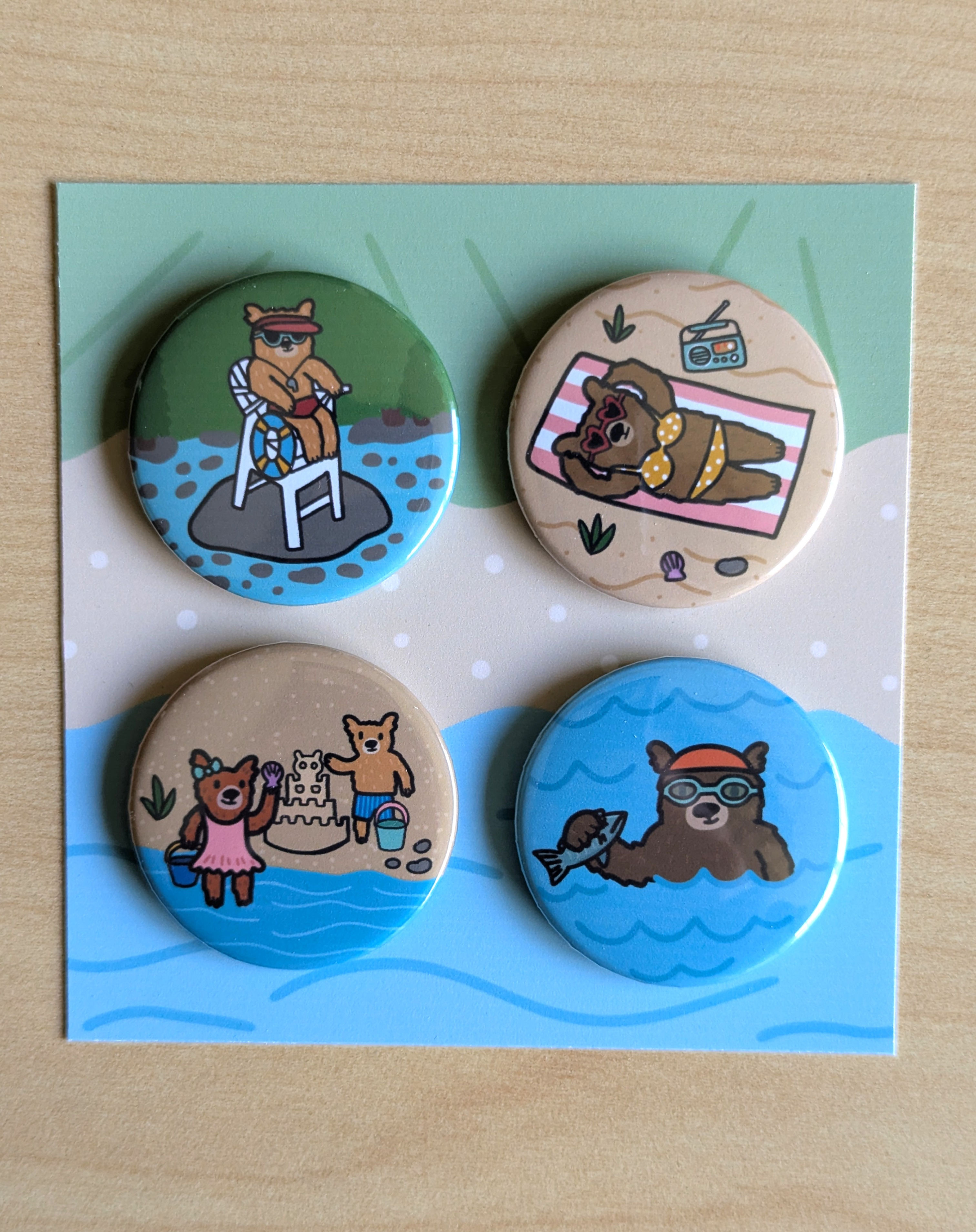 Beach Bear Magnet Set (4 Magnets)