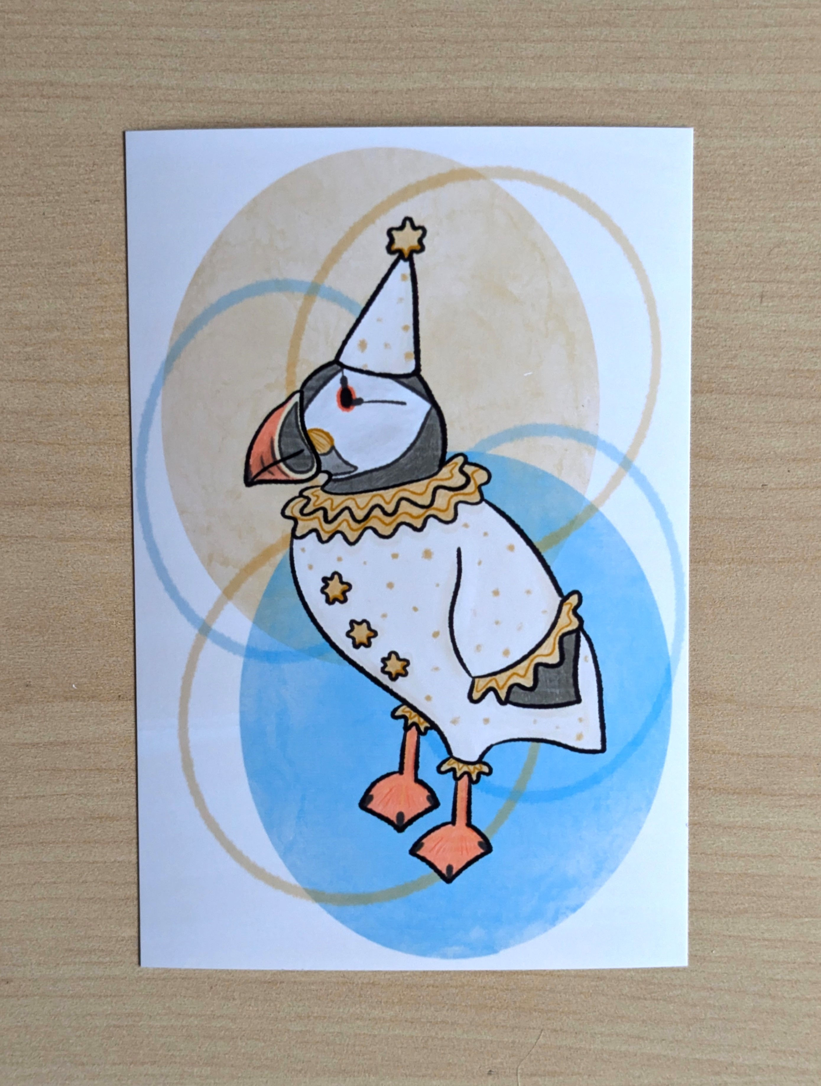 Vintage Circus Inspired Clown Puffin Art Print