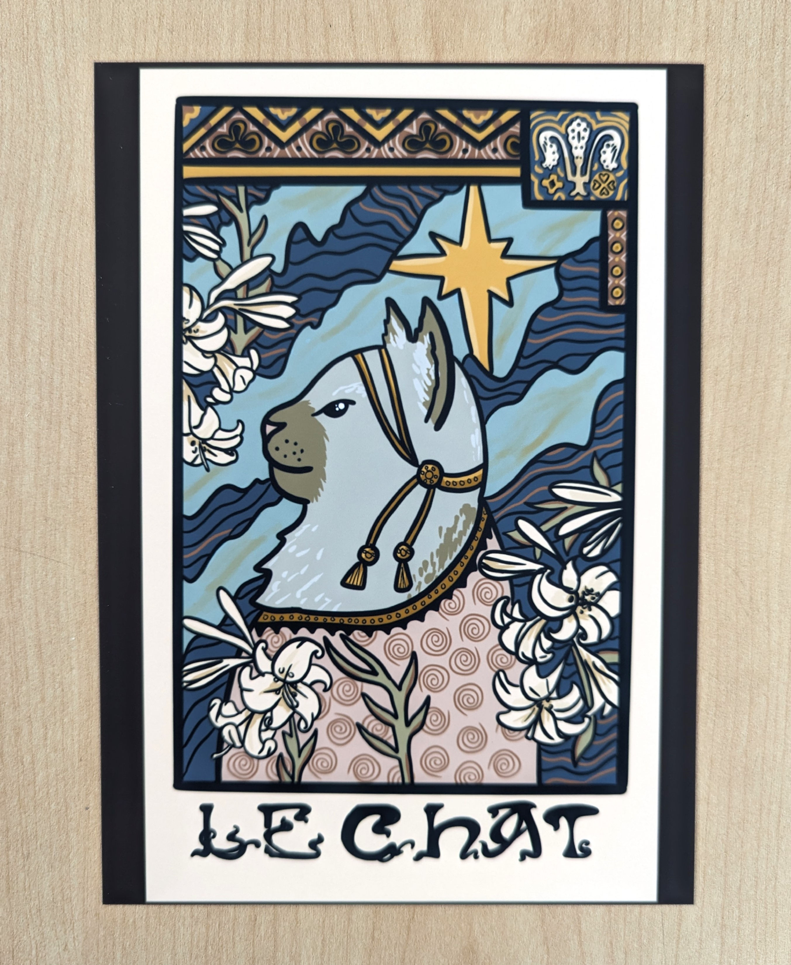 Elegant Art Nouveau Cat Art Print
