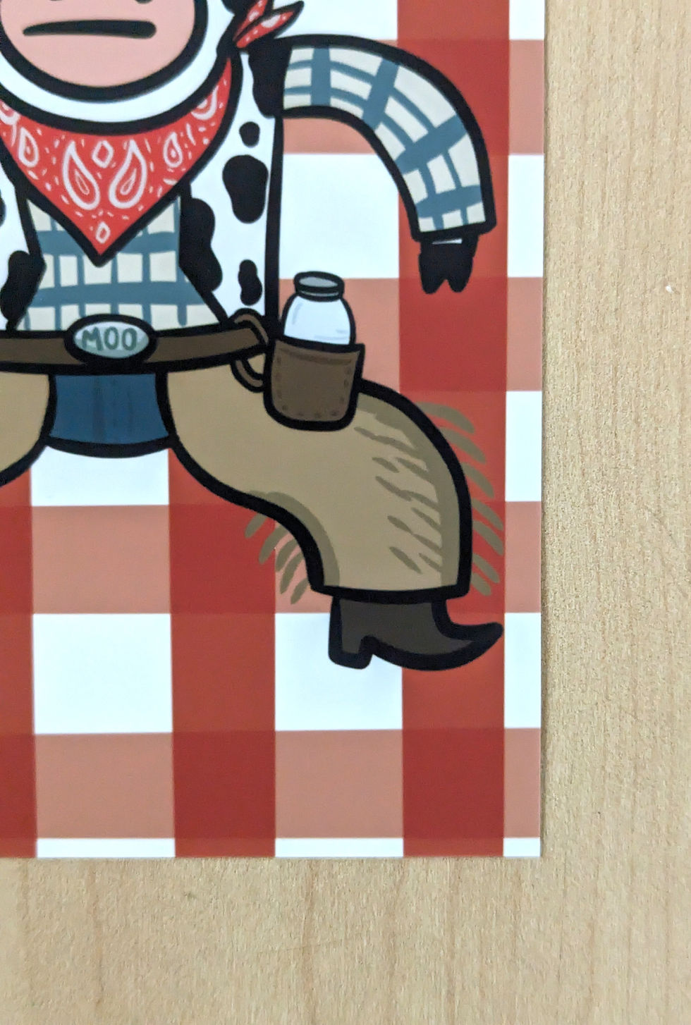 Thumbnail: Cowboy Cow Boy Milk Slinger Plaid Art Print