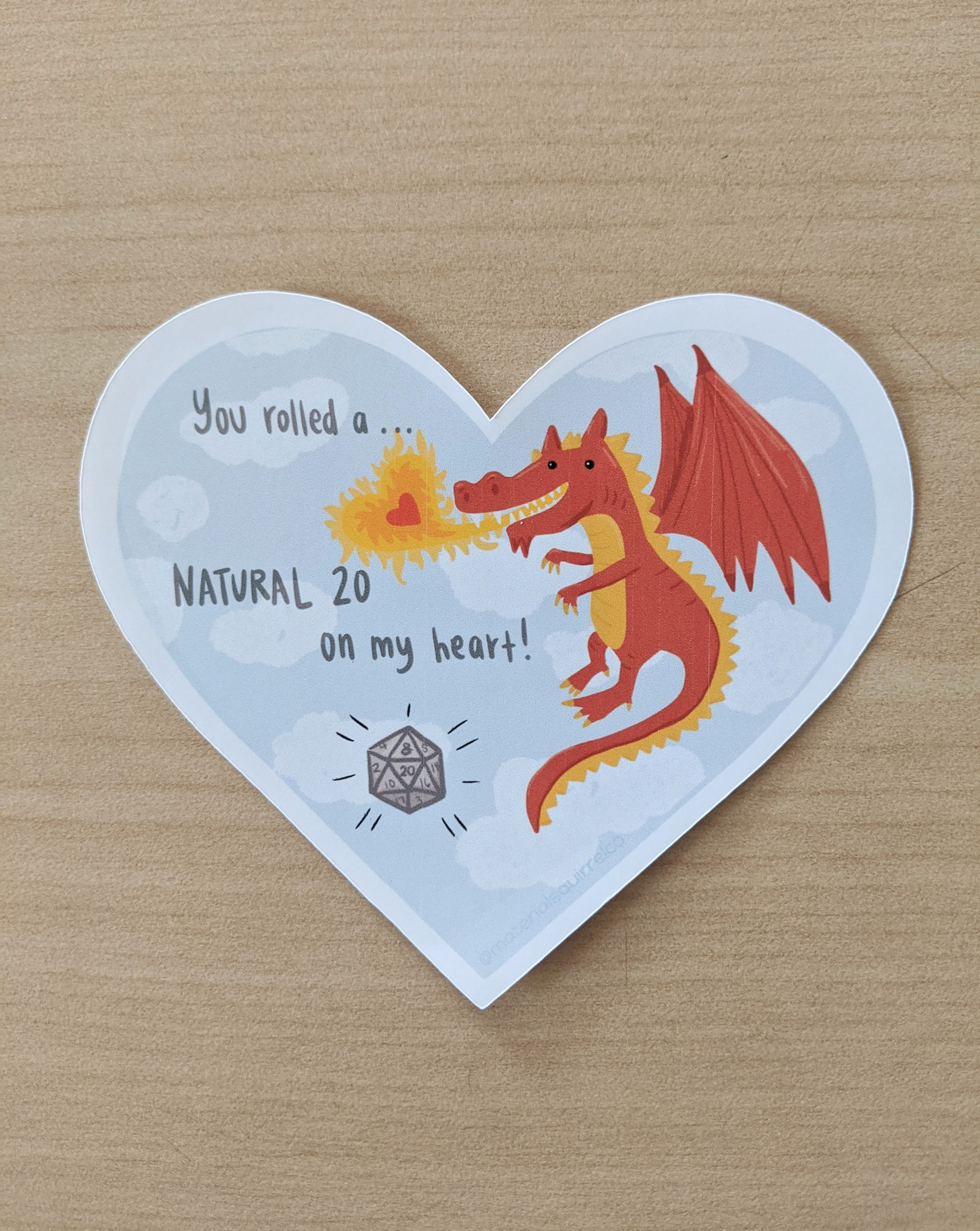 DND Dragon D20 Heart Waterproof Sticker Decal