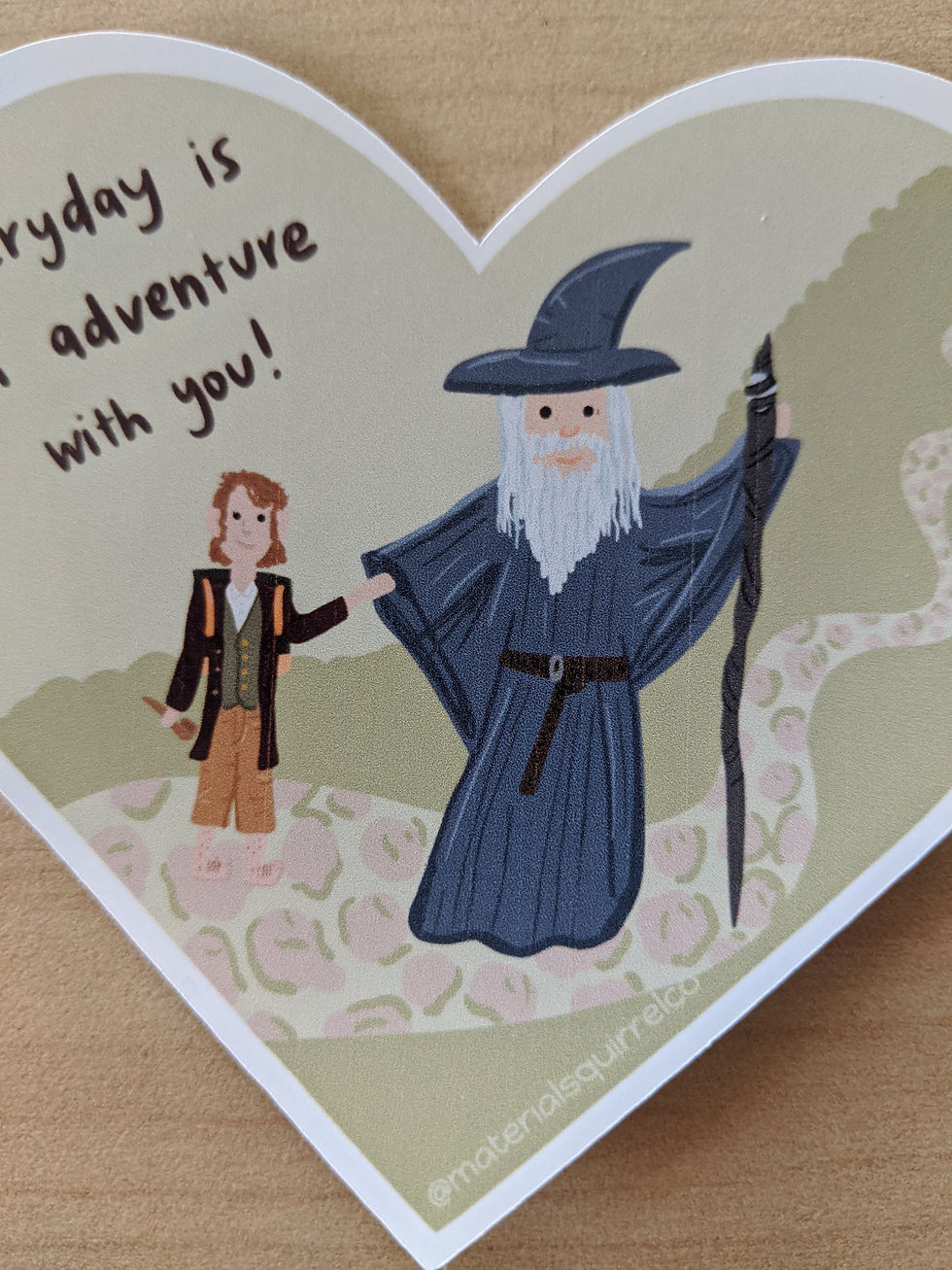 Thumbnail: Bilbo Baggins & Gandalf LOTR Hobbit Heart Waterproof Sticker