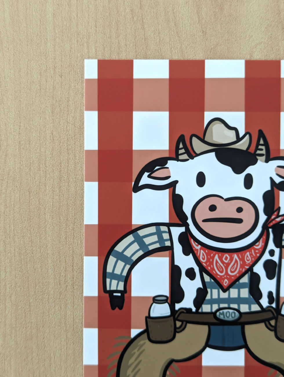 Thumbnail: Cowboy Cow Boy Milk Slinger Plaid Art Print