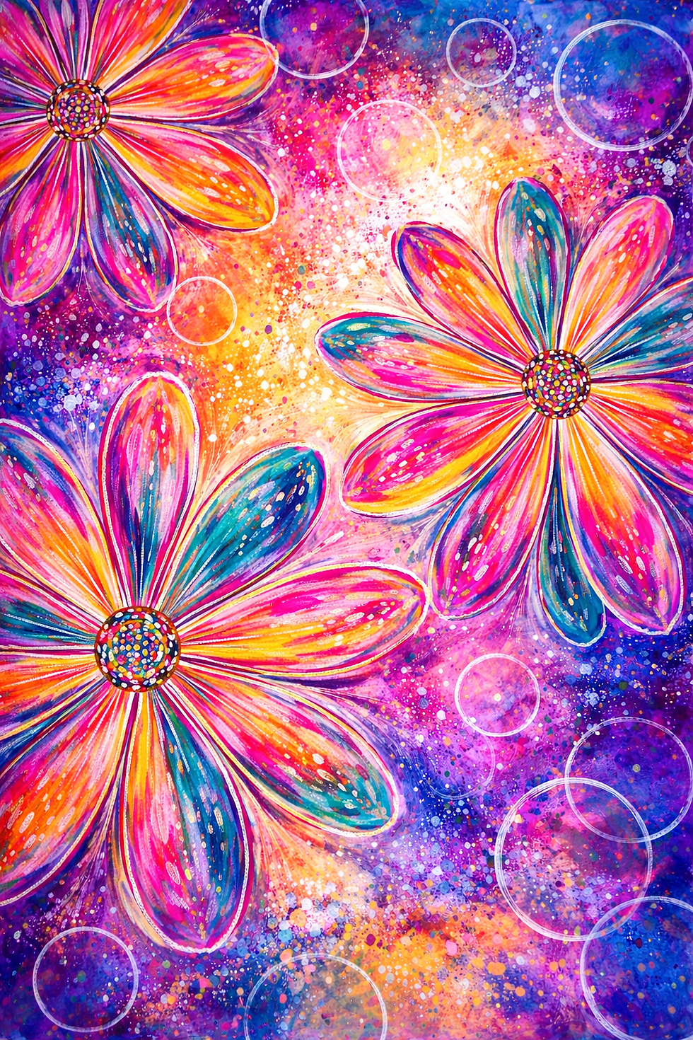 Acrylic Art - Abstract Florals