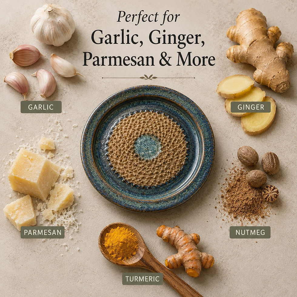 Thumbnail: Ceramic Grater Plate – Garlic, Citrus, Handmade & Wheel Thrown