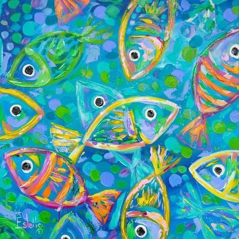 Abstract Fish Painting - Acrylic Art
