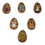 Thumbnail: A group of six egg shaped gift tags with their unique easter theme