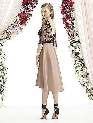 Thumbnail: Lace Overlay Mousseline Dress with 3/4 Length Sleeves