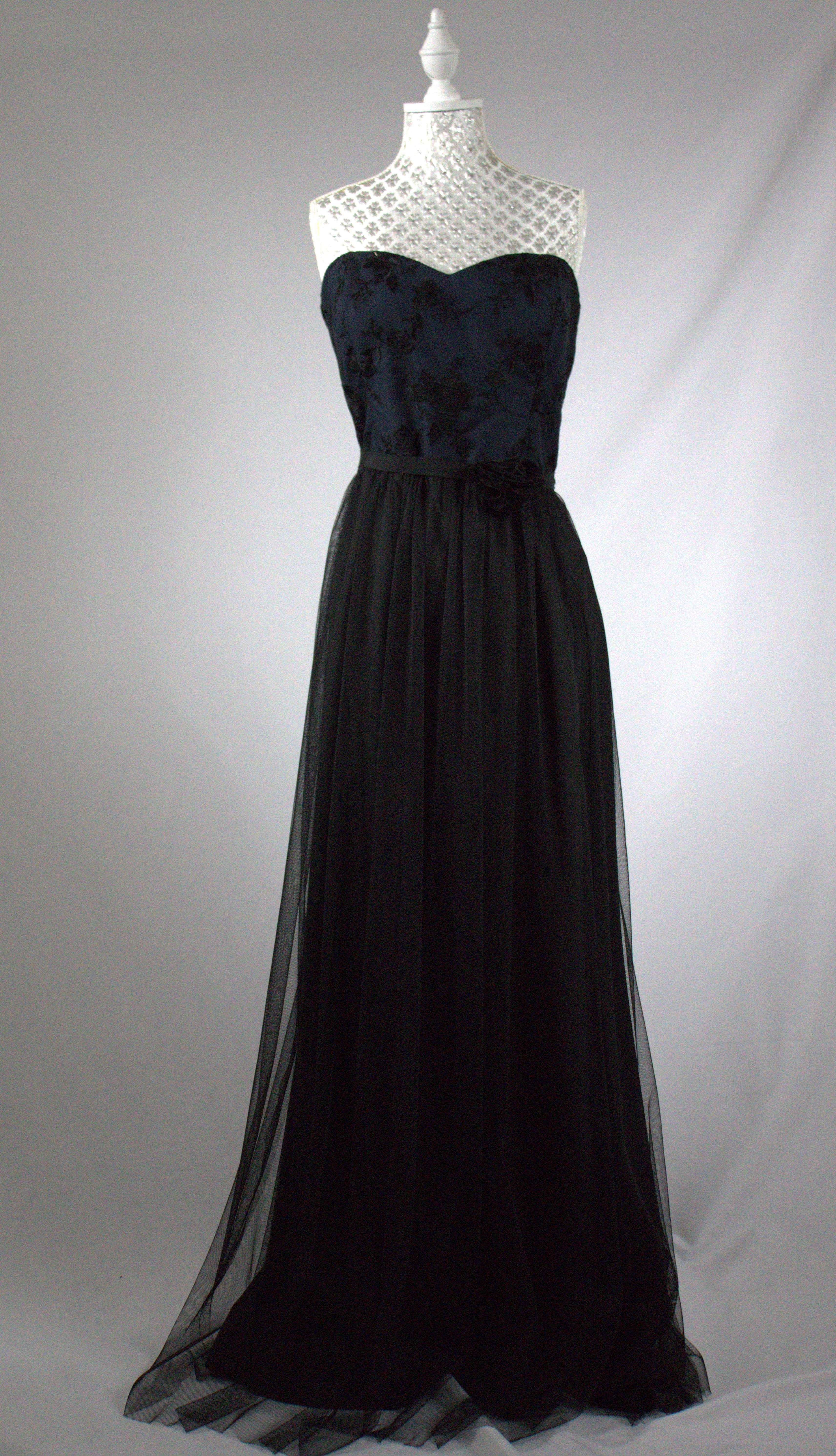 Black and Navy Tulle Evening Dress