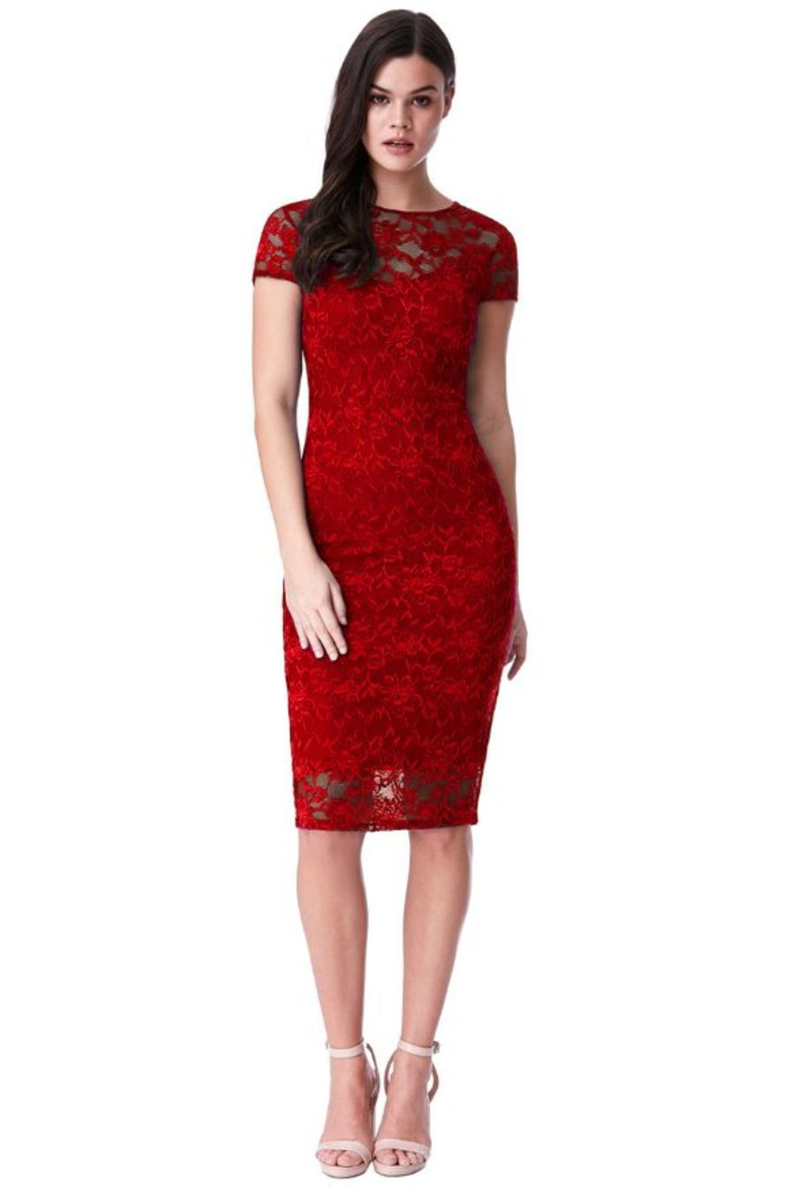 Thumbnail: Lace Dress with Keyhole Back Detail