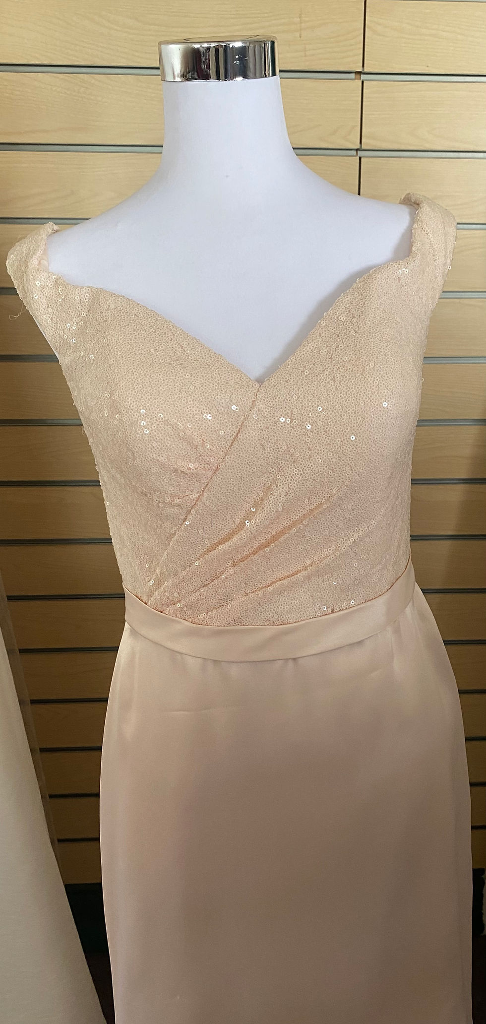 Thumbnail: Portrait Neckline Off The Shoulder Mermaid Style Dress