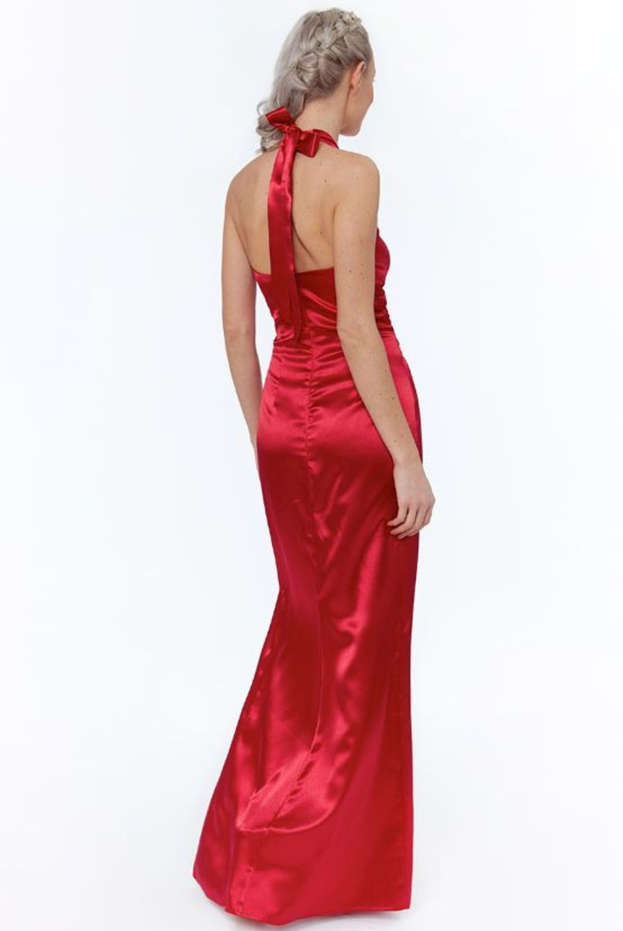 Thumbnail: Satin Halter Neck Prom Dress