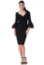 Bell Sleeve Dress with Sweetheart Neckline