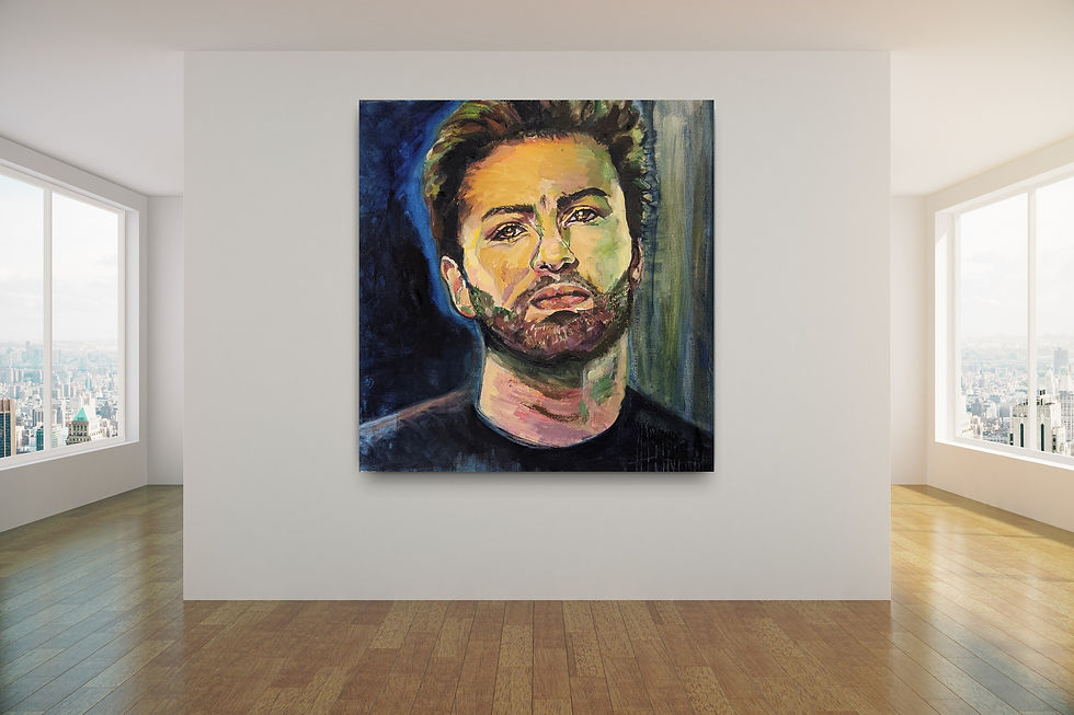Thumbnail: Portrait of George Michael. Oil on canvas. 24" x 24"