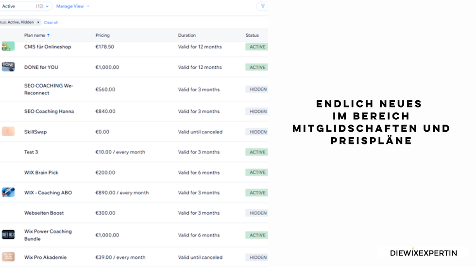 Neues Wix Pricing Plans Update