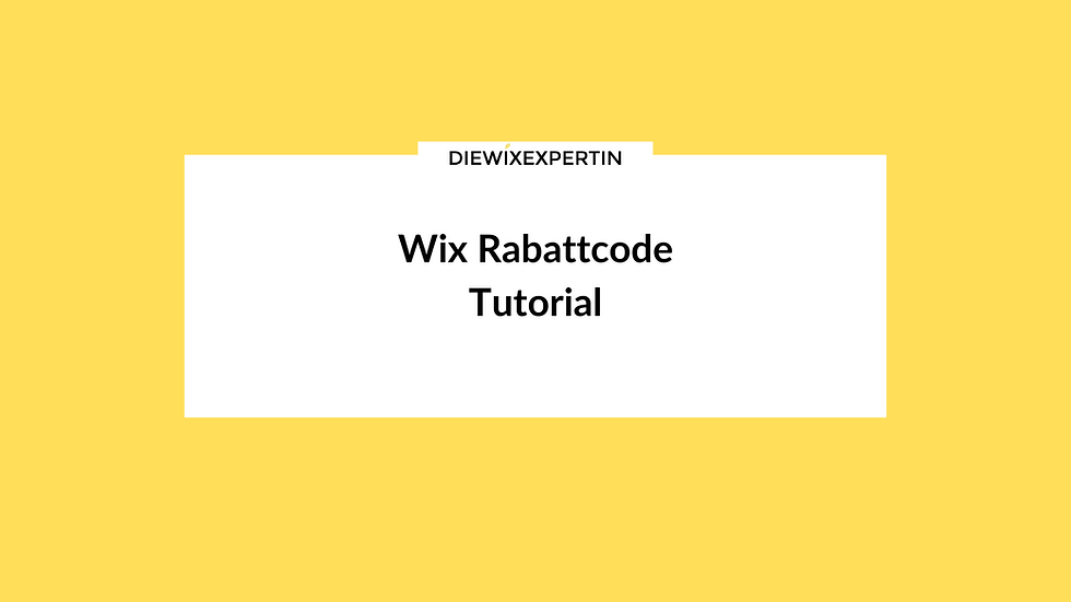 Wix Rabattcode Tutorial