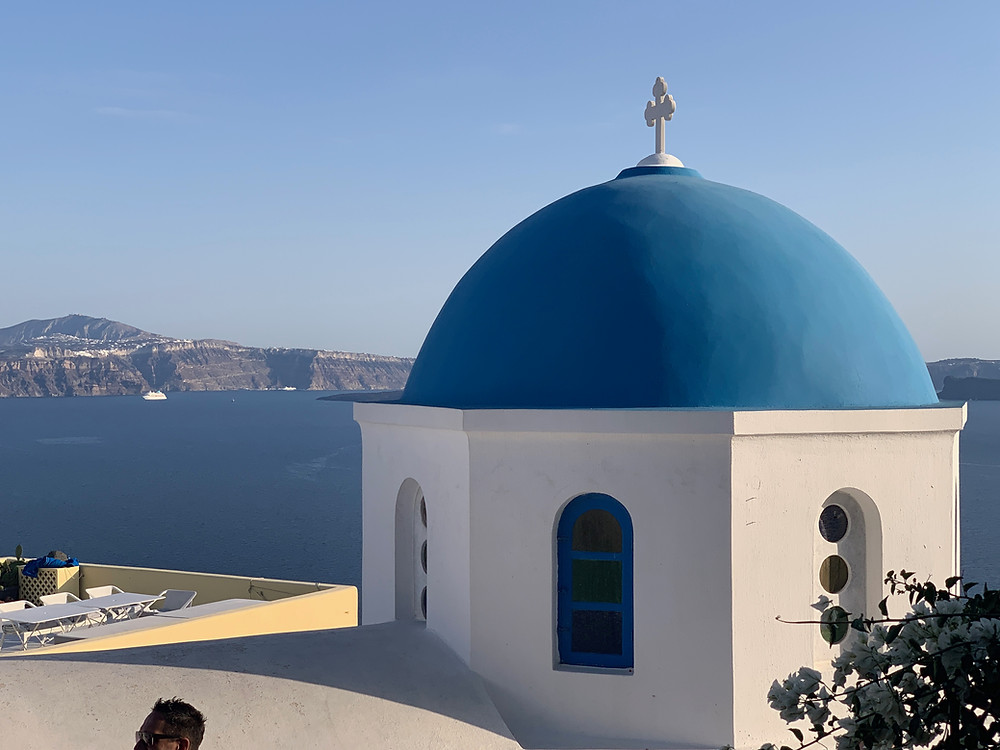 Blue Roof of Oia Santorini Greece