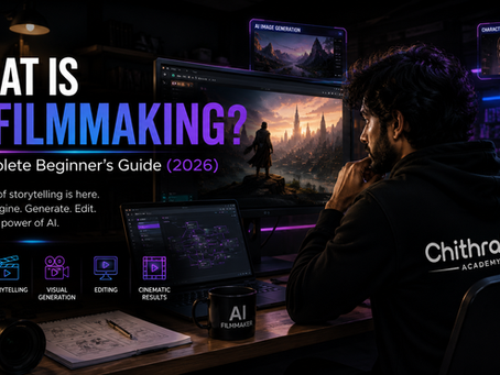 AI filmmaker using ChatGPT, Midjourney, Kling and Veo to create a cinematic movie at Chithralok Academy
