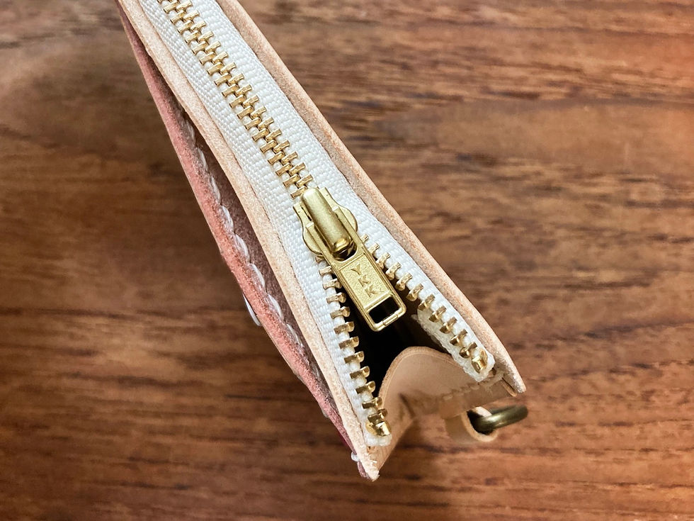 Thumbnail: Two-tone 3 Card Slots Zipper Wallet (with Leather Lanyard) Leather DIY Kit