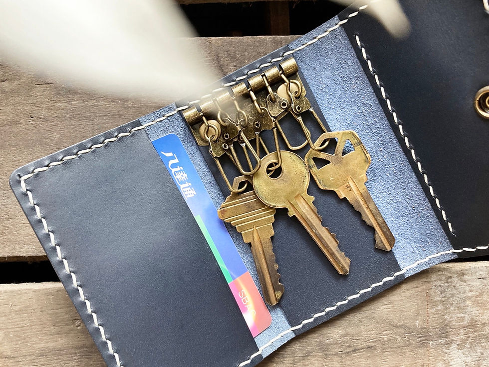 Thumbnail: [Sew well] Three-fold key bag + zipper loose paper bag｜Leather DIY material bag